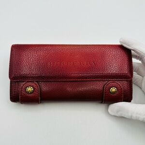 Burberry Long Pebbled Leather Wallet